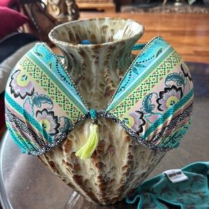 Bundle of Turquoise Floral Bikini Top with Tassel Accent